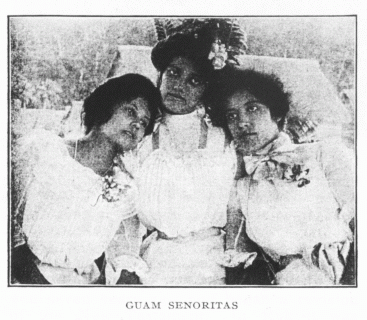 Guam Senoritas: Bible Society Record, July 1908, Volume 53, Number 7, American Bible Society, New York, New York, USA. This photo is located on page 101 of the article.