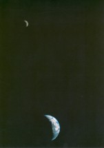 1. Earth and Moon (at the top) in a Single Frame. Photo Credit: First Picture of the Earth (bottom of the picture) and Moon (top of the picture) in a Single Frame (in the picture are eastern Asia, the western Pacific Ocean and part of the Arctic), September 18, 1977, NASA's Voyager 1; GRIN (http://grin.hq.nasa.gov) Database Number: GPN-2002-000202, National Aeronautics and Space Administration (NASA, http://www.nasa.gov), Government of the United States of America (USA).