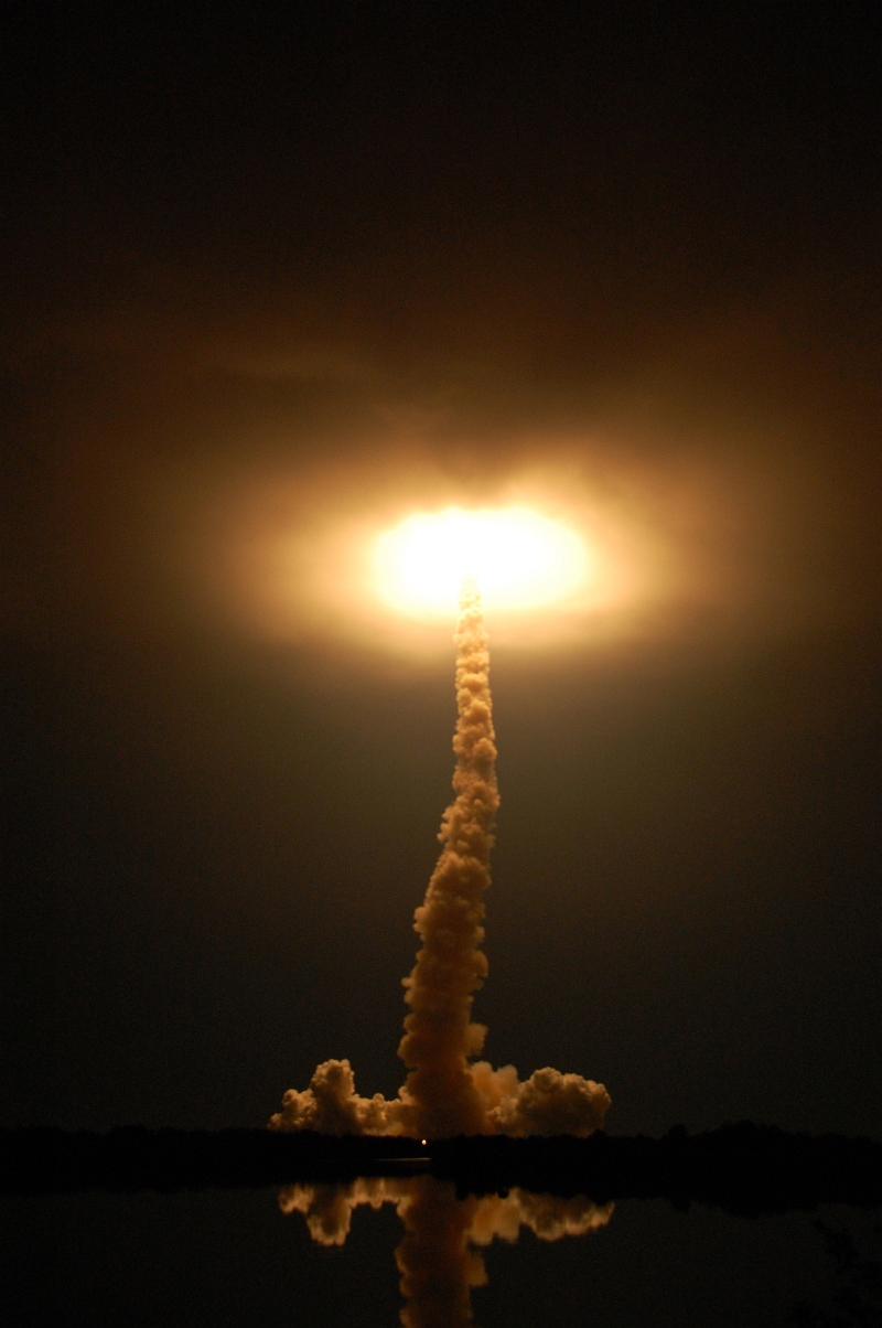 30. The Launch of Space Shuttle Endeavour (STS-123) Lights Up the Clouds, March 11, 2008, 2:28 a.m. EDT - 06:28 GMT, NASA John F. Kennedy Space Center, State of Florida, USA. Photo Credit: Fletcher Hildreth, Kennedy Media Gallery - STS-123 (http://mediaarchive.ksc.nasa.gov) Photo Number: KSC-08PD-0696, John F. Kennedy Space Center (KSC, http://www.nasa.gov/centers/kennedy), National Aeronautics and Space Administration (NASA, http://www.nasa.gov), Government of the United States of America.