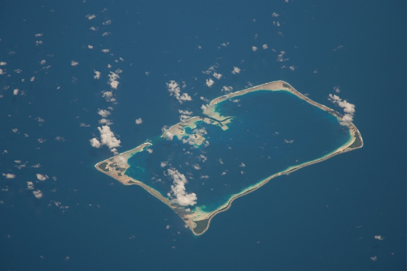 2. Another View of Nukufetau, Tuvalu, An Atoll In the South Pacific Ocean, February 17, 2014 at 23:30:55 GMT, As Seen From the International Space Station (Expedition 38), Latitude (LAT): -12.6, Longitude (LON): 179.8, Altitude (ALT): 227 Nautical Miles, Sun Azimuth (AZI): 87 degrees, Sun Elevation Angle (ELEV): 79 degrees. Photo Credit: NASA; ISS038-E-51670, International Space Station (Expedition 38); Image Science and Analysis Laboratory, NASA-Johnson Space Center. "The Gateway to Astronaut Photography of Earth." <http://eol.jsc.nasa.gov/scripts/sseop/photo.pl?mission=ISS038&roll=E&frame=51670>; National Aeronautics and Space Administration (NASA, http://www.nasa.gov), Government of the United States of America (USA).