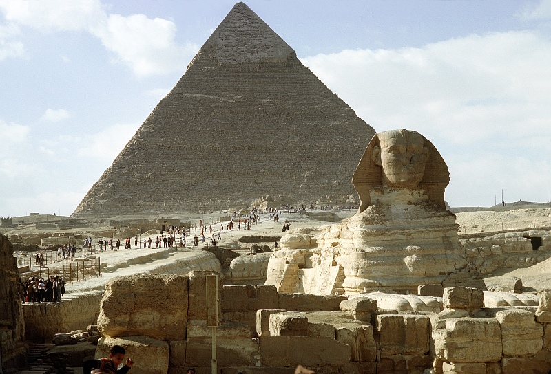 8. Another View of The Great Sphinx of Giza and One of The Great Pyramids, Jumhuriyat Misr al-Arabiyah - Arab Republic of Egypt. Photo Credit: Defense Visual Information Center (DVIC, http://www.DoDMedia.osd.mil,  DF-ST-99-05326), United States Department of Defense (DoD, http://www.DefenseLink.mil or http://www.dod.gov), Government of the United States of America (USA).