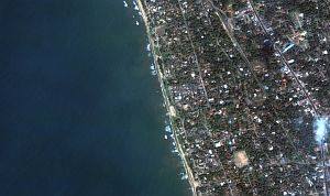 7. Kalutara Beach Before the Tsunami, DigitalGlobe Satellite Photo, January 1, 2004, Democratic Socialist Republic of Sri Lanka. Photo Credit: DigitalGlobe (http://DigitalGlobe.com), Tsunami Media Gallery, QuickBird Images of Tsunami Sites (http://DigitalGlobe.com/tsunami_gallery.html), Sri Lanka, January 1, 2004, 'Kalutara Beach Detail (Before Tsunami)'. DigitalGlobe Imagery Analysis: Tsunami Impact on Sri Lanka Tsunami Impact on Sri Lanka: DigitalGlobe's QuickBird Imagery, 26 December, 2004 <http://digitalglobe.com/images/tsunami/Sri_Lanka_Tsunami_Damage.pdf>.