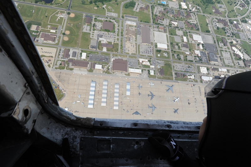 29. An Aerial View of Aircraft -- Including the U.S. Air Force F-22A Raptor Stealth Fighter Jet, the U.S. Air Force B-2 Spirit Stealth Bomber, the U.S. Air Force B-52 Stratofortress Bomber, and the U.S. Air Force B-1B Lancer Bomber -- at the 2012 Wings Over Whiteman Open House and Air Show, May 20, 2012 Whiteman Air Force Base, State of Missouri, USA. Photo Credit: Staff Sgt. Nick Wilson, Air Force Link - Photos (http://www.af.mil/photos, 120520-F-IW726-083, '2012 Wings Over Whiteman Open House and Air Show'), United States Air Force (USAF, http://www.af.mil), United States Department of Defense (DoD, http://www.DefenseLink.mil or http://www.dod.gov), Government of the United States of America (USA).