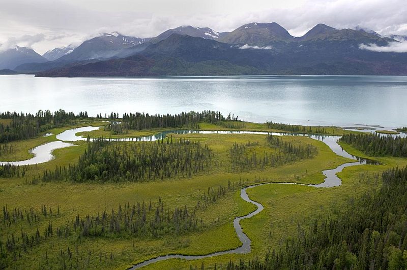 Beautiful Aerial View of the Kenai National Wildlife Refuge Landscape, State of Alaska, USA. Photo Credit: Steve Hillebrand, Alaska Image Library, United States Fish and Wildlife Service Digital Library System (http://images.fws.gov, DI-2C8X0696), United States Fish and Wildlife Service (FWS, http://www.fws.gov), United States Department of the Interior (http://www.doi.gov), Government of the United States of America (USA).