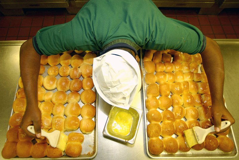 Hot, Freshly Baked Bread -- Dinner Rolls -- Aboard United States Navy USS John C. Stennis (CVN 74), November 2003, Pacific Ocean. Photo Credit: Photographer's Mate 2nd Class Jayme Pastoric, Navy NewsStand - Eye on the Fleet Photo Gallery (http://www.news.navy.mil/view_photos.asp, 031114-N-9769P-054), United States Navy (USN, http://www.navy.mil), United States Department of Defense (DoD, http://www.DefenseLink.mil or http://www.dod.gov), Government of the United States of America (USA).