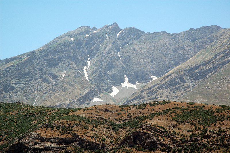 Beautiful and Scenic View of a High Mountain and the Cloudless, Blue, Iraqi Sky, July 21, 2005. Near Arbil, Arbil Province, Al Jumhuriyah al Iraqiyah - Republic of Iraq. Photo Credit: Jim Gordan, CIV, United States Army Corps of Engineers (USACE, http://www.usace.army.mil), United States Army; Defense Visual Information Center (DVIC, http://www.DoDMedia.osd.mil, DASD0613549 and 050721A6108G302) and United States Army (U.S. Army, http://www.army.mil), United States Department of Defense (DoD, http://www.DefenseLink.mil or http://www.dod.gov), Government of the United States of America (USA).