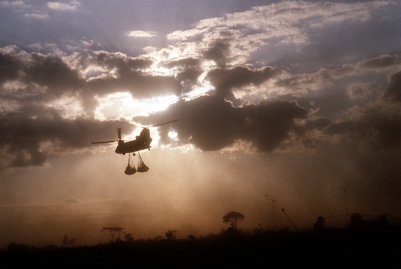 43. Sunrise, March 3, 1986, Puerto Limpera, Republica de Honduras - Republic of Honduras. Photo Credit: Tech. Sgt. Lou Hernandez; Defense Visual Information Center (DVIC, http://www.DoDMedia.osd.mil, DFST8703486) and United States Army (U.S. Army, http://www.army.mil), United States Department of Defense (DoD, http://www.DefenseLink.mil or http://www.dod.gov), Government of the United States of America (USA).