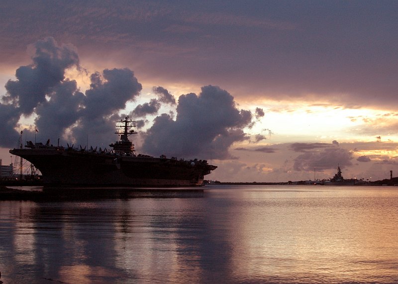 67. Sunset Over Still Waters, October 30, 2005, Pearl Harbor, State of Hawaii, USA. Photo Credit: Journalist 3rd Class (JO3) Ryan C. McGinley, Navy NewsStand - Eye on the Fleet Photo Gallery (http://www.news.navy.mil/view_photos.asp, 041109-N-0000X-001), United States Navy (USN, http://www.navy.mil), United States Department of Defense (DoD, http://www.DefenseLink.mil or http://www.dod.gov), Government of the United States of America (USA).