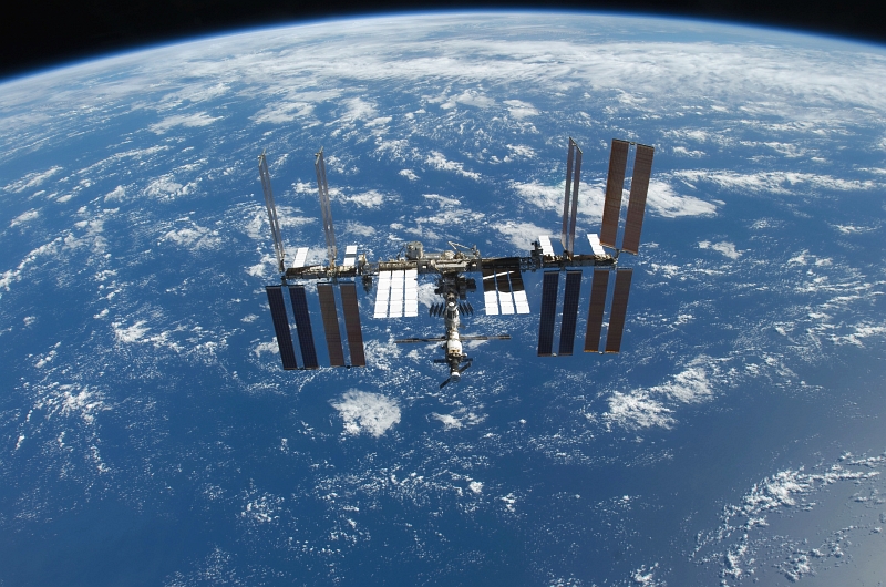 11. International Space Station Orbiting High Above the Blue Sea and White Clouds, November 25, 2009, As Seen From Space Shuttle Atlantis (STS-129). Photo Credit: NASA; STS-129 Shuttle Mission Imagery (http://spaceflight.nasa.gov/gallery/images/shuttle/sts-129/ndxpage1.html), S129-E-009323 (http://spaceflight.nasa.gov/gallery/images/shuttle/sts-129/html/s129e009323.html), NASA Human Space Flight (http://spaceflight.nasa.gov), National Aeronautics and Space Administration (NASA, http://www.nasa.gov), Government of the United States of America.